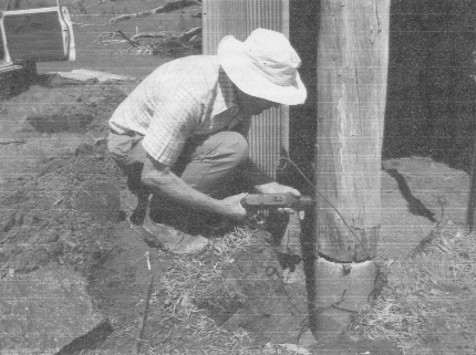 KHA member Jerry Gregg driving coach bolts in scarfed corner post