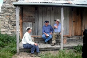 Tom Brayshaw, born in this hut in 1933, being interviewed 