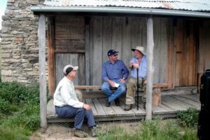 Tom Brayshaw, born in this hut in 1933, being interviewed 